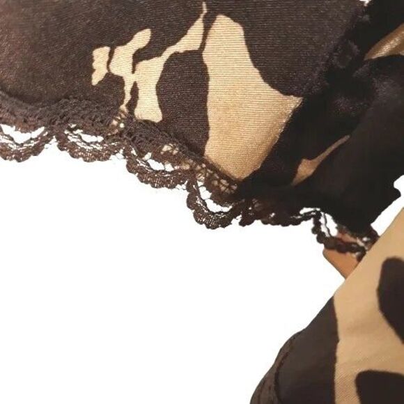 APOSTROPHE Skirt Size 8 Brown Tan Cream Graphic Pattern Lined Lace Hem - Picture 5 of 9